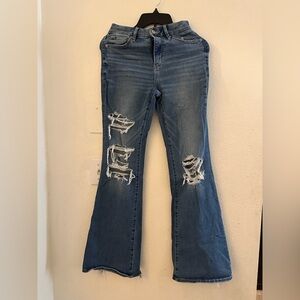 American Eagle Blue Distressed Flare Jeans